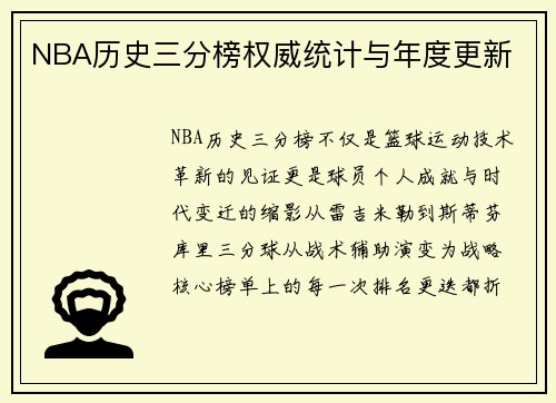 NBA历史三分榜权威统计与年度更新